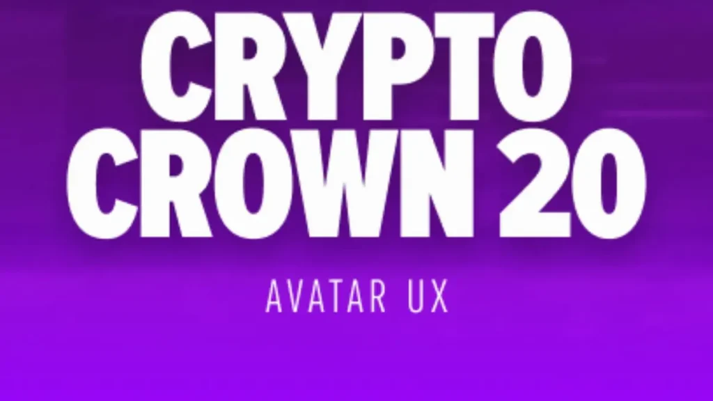 Interface do slot Crypto Crown 20 com símbolos de criptomoedas e frutas neon